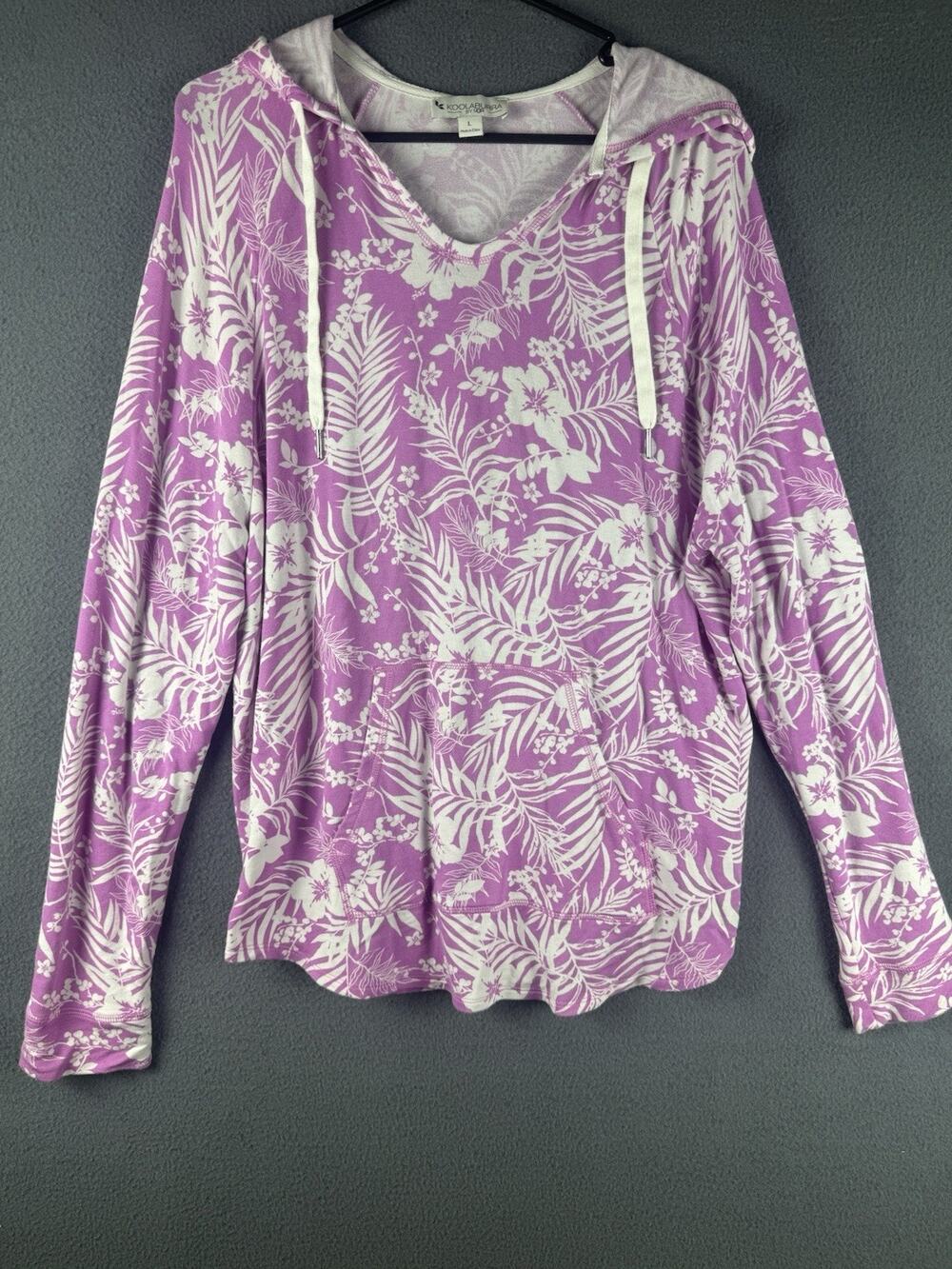 Koolaburra by UGG Women’s Purple Floral Print Pullover Hoodie Sweatshirt L